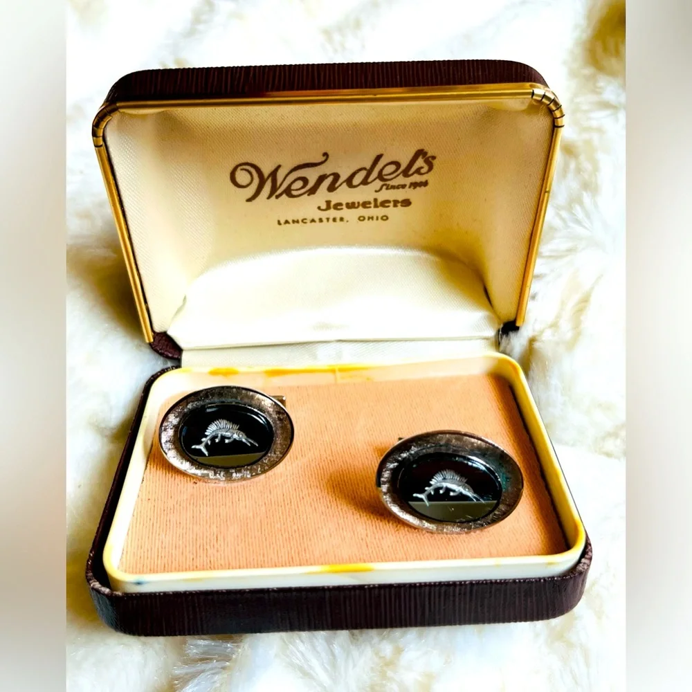 Wendel’s Jewelers vintage swordfish cufflinks